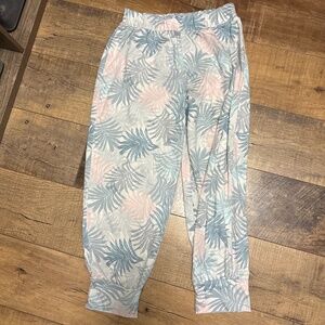 Tropical Leaf Print Jogger Pants